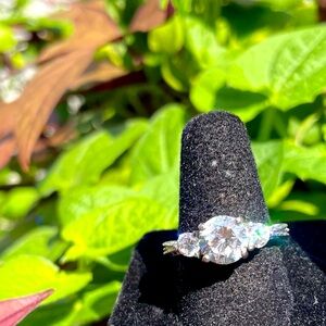 *SOLD*Engagement Style Tri Stone Ring (Cubic Zirconium) different platform